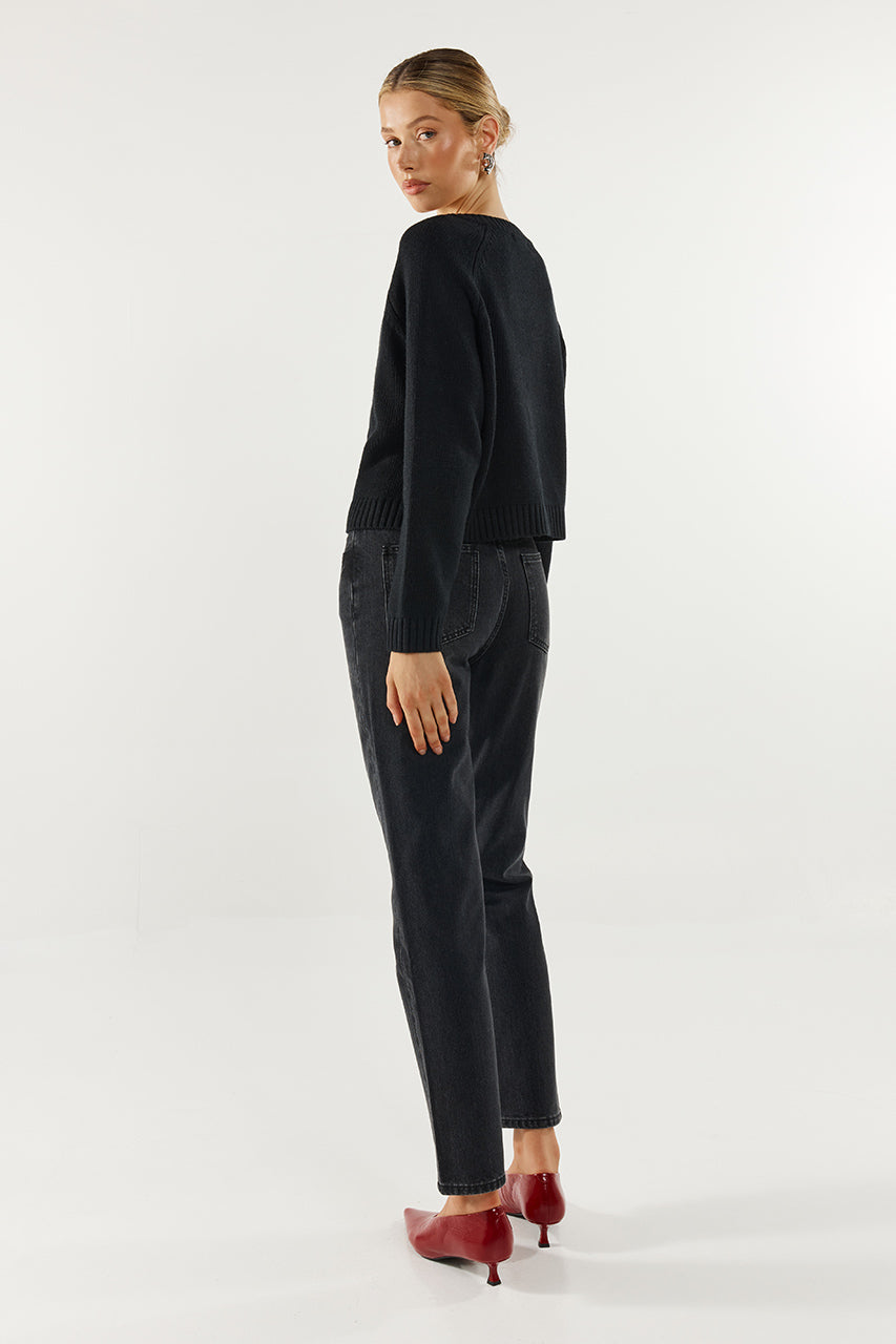 Nylah Knit Cardigan | Black