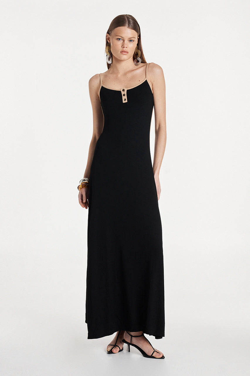 Simone Maxi Dress | Black/Camel