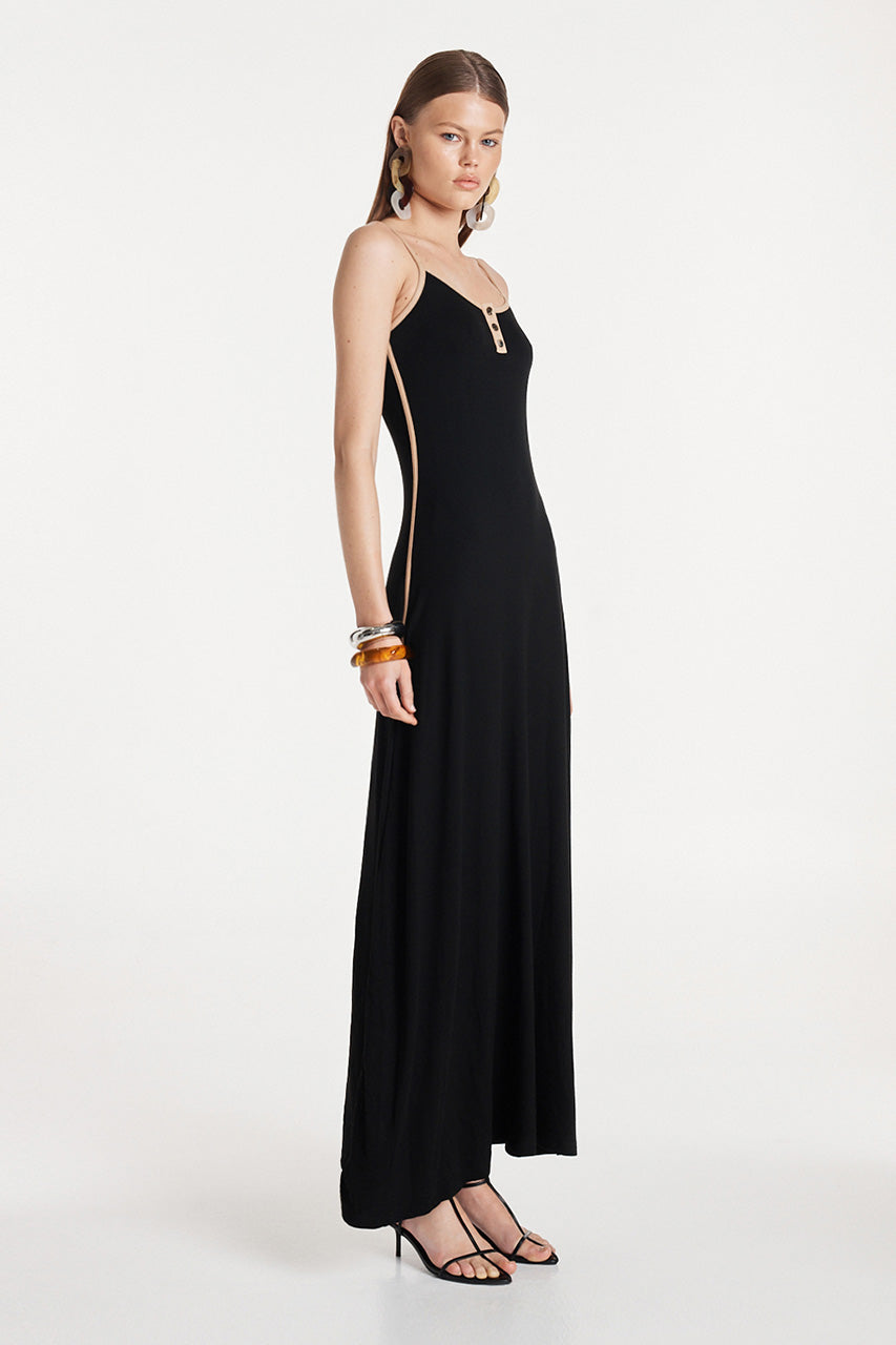 Simone Maxi Dress | Black/Camel