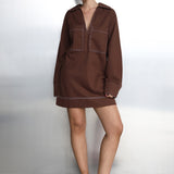 Tara L/Sleeve Dress | Choc