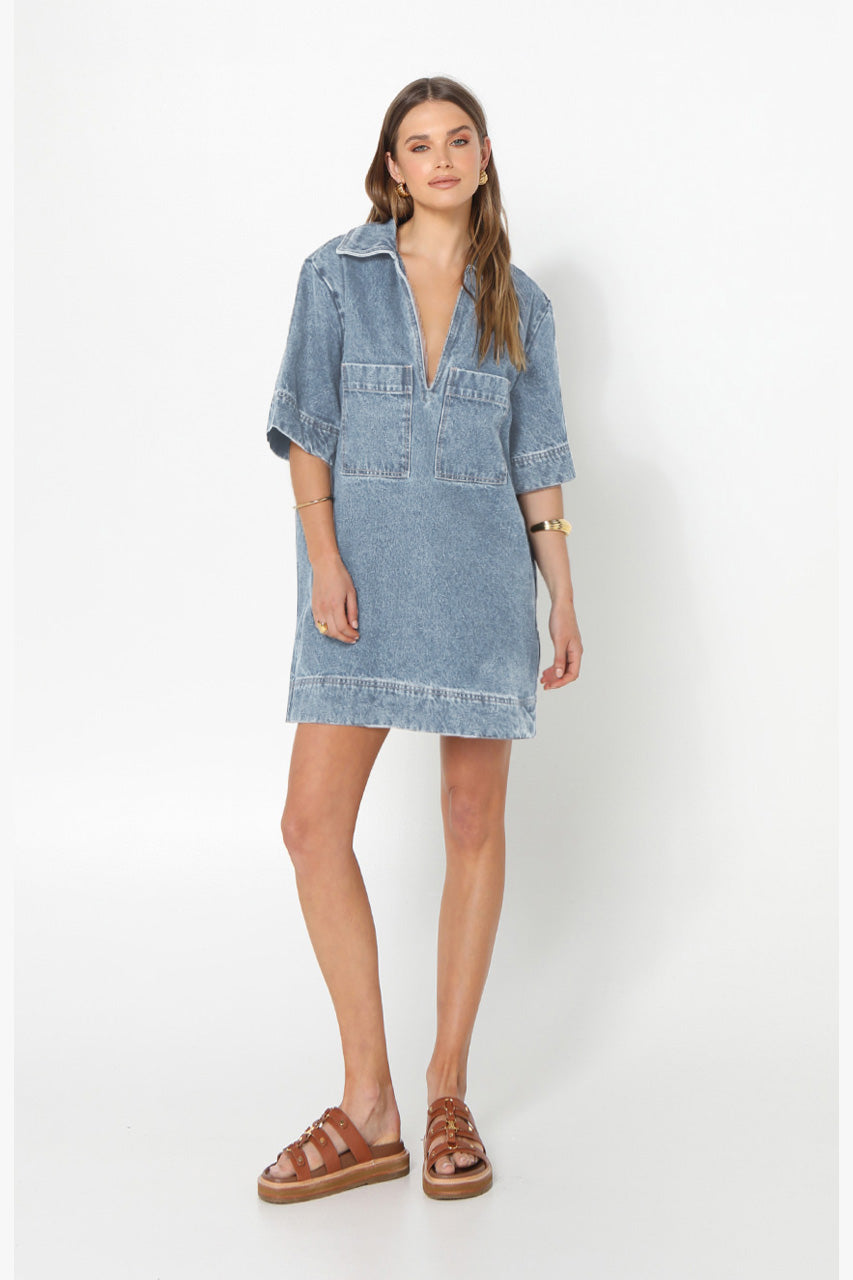 Tara Mini Dress | Light Denim