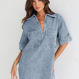 Tara Mini Dress | Light Denim