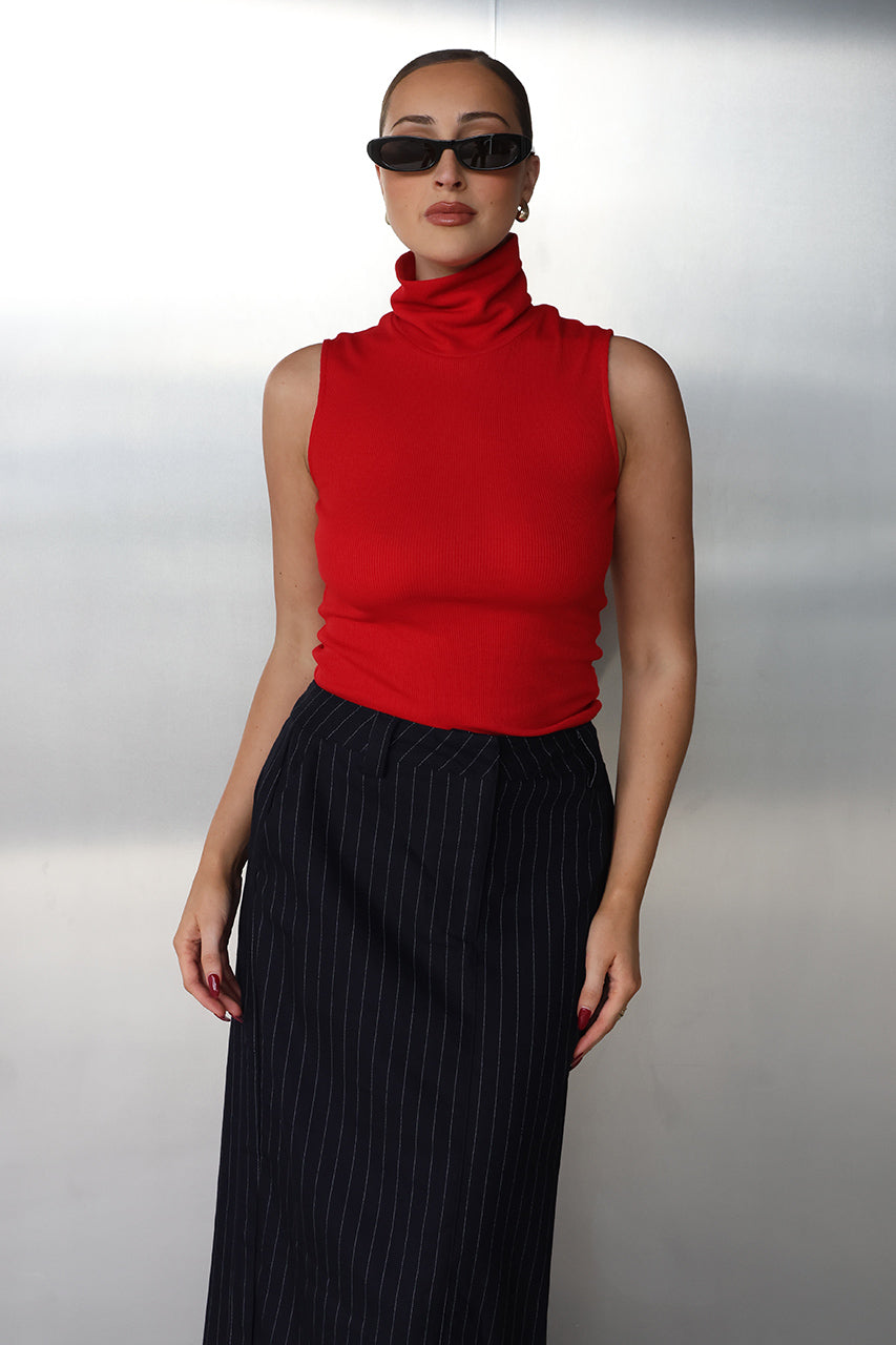 Varney Turtle Neck Knit | Red