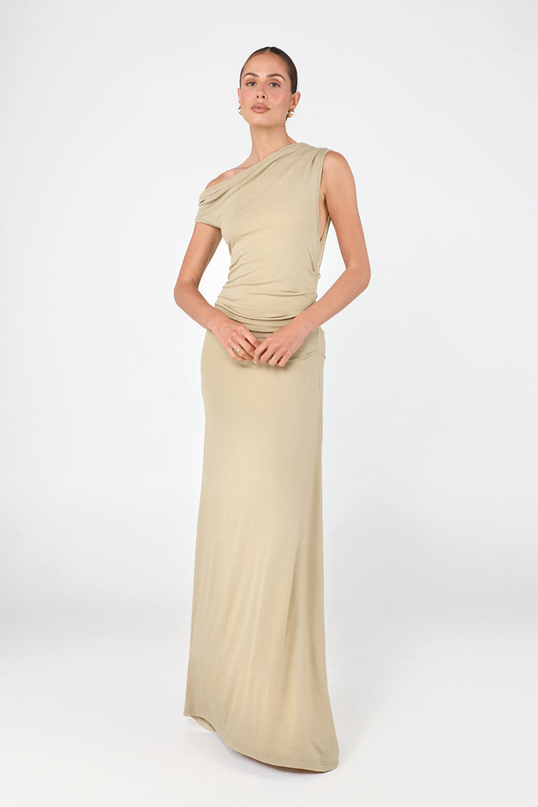 Wilma Maxi Dress | Light Khaki