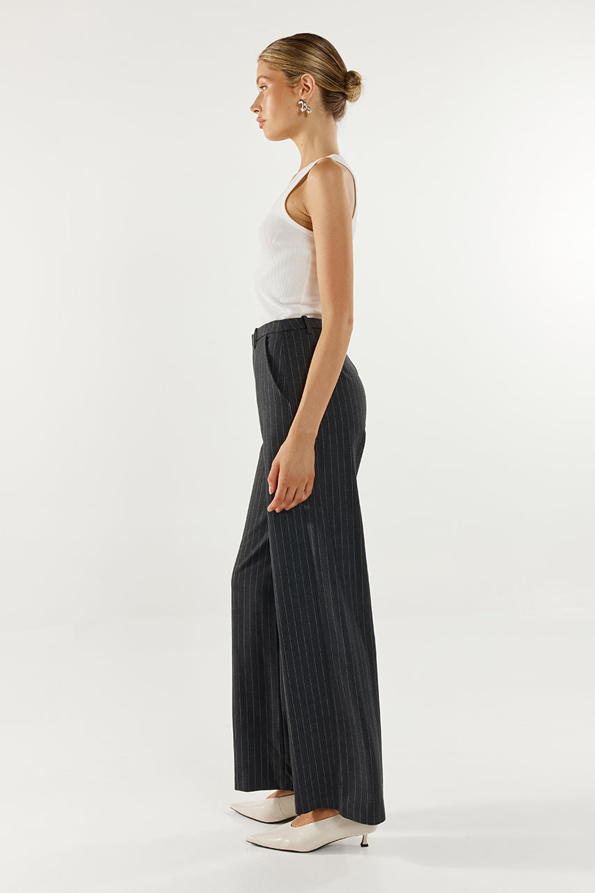 Zanda Pants | Charcoal Pinstripe